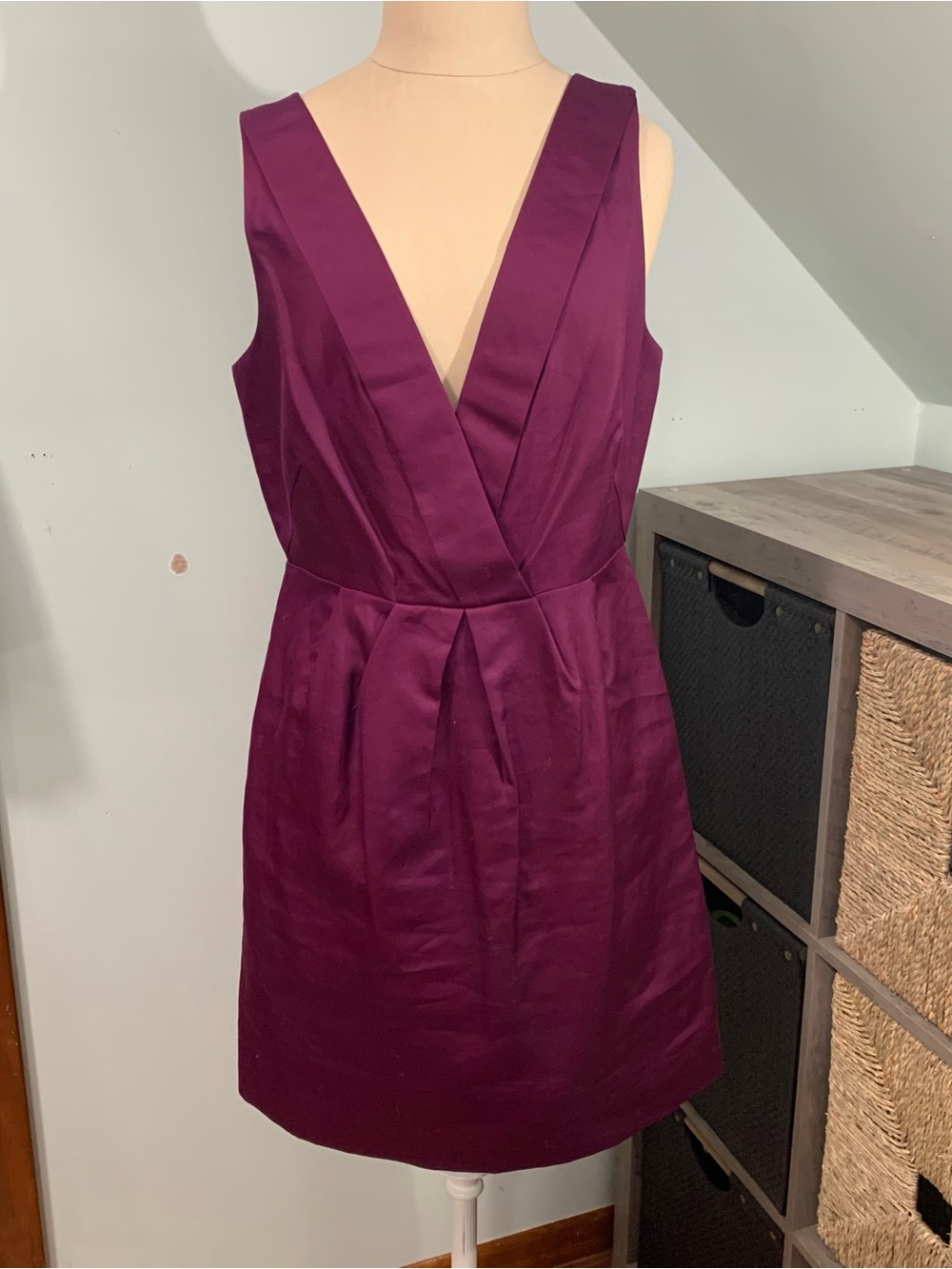 J.Crew Plum Purple Deep-V Mini Dress Occasion Cocktail Dress Size 8 EUC